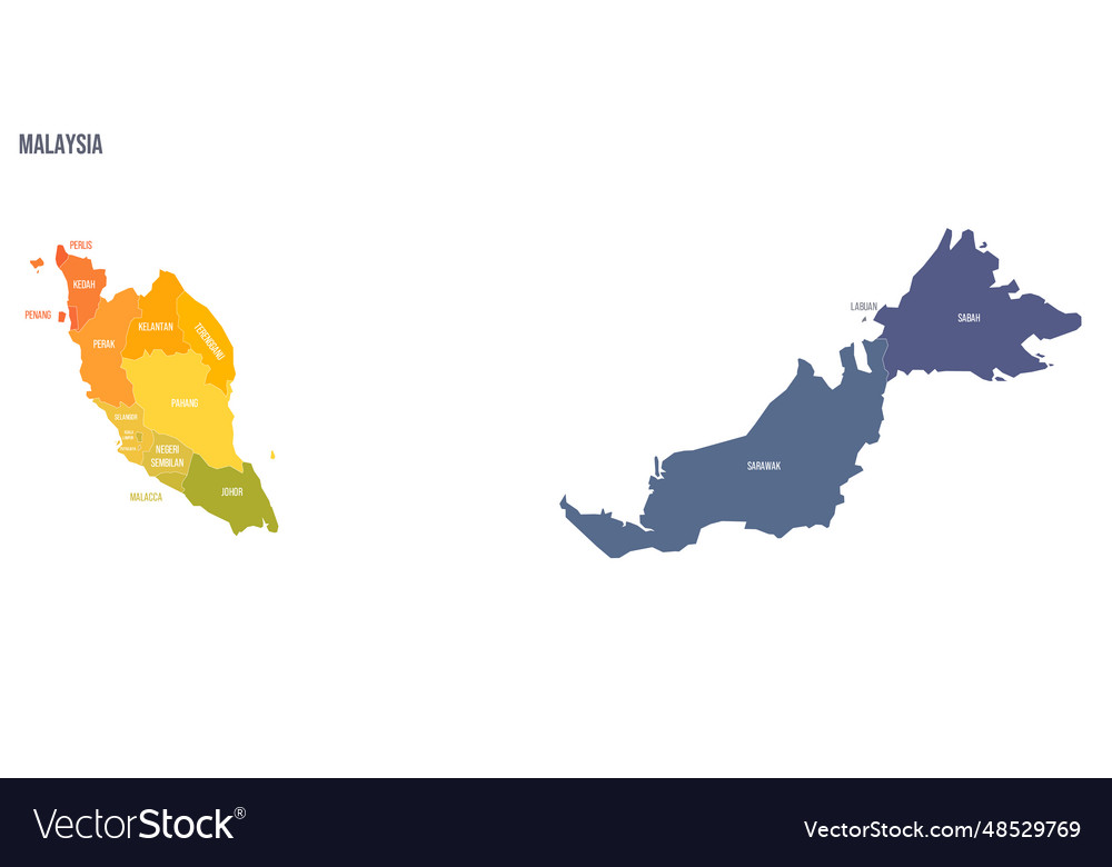 Malaysia political map of administrative divisions