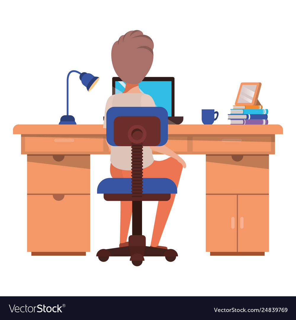 Man working in office avatar character