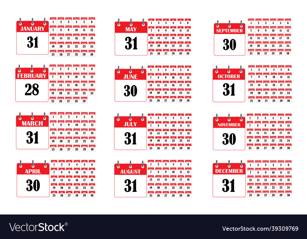Red calendar icon planner diary template Vector Image