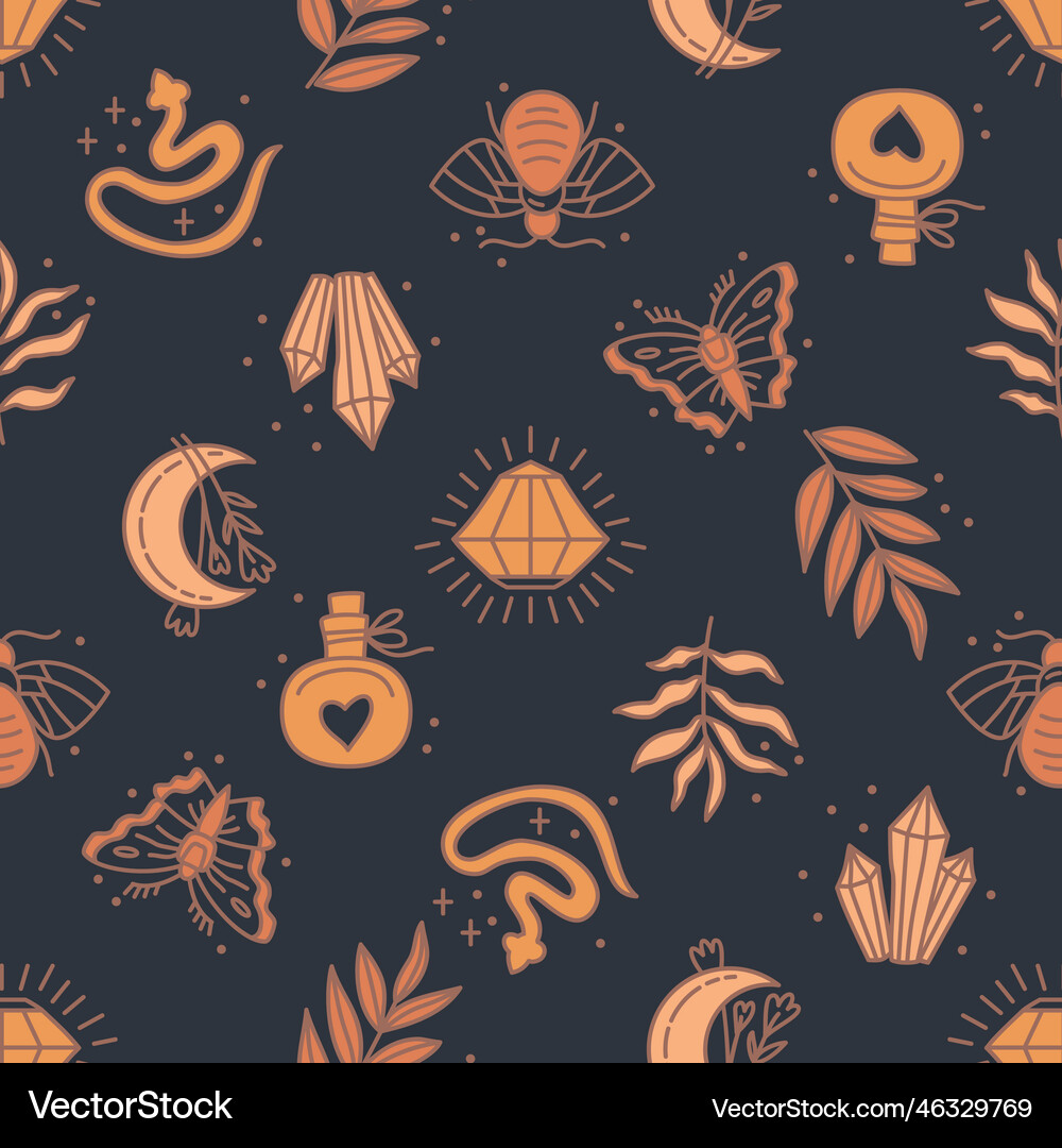 Seamless pattern with mystical boho elements Vector Image