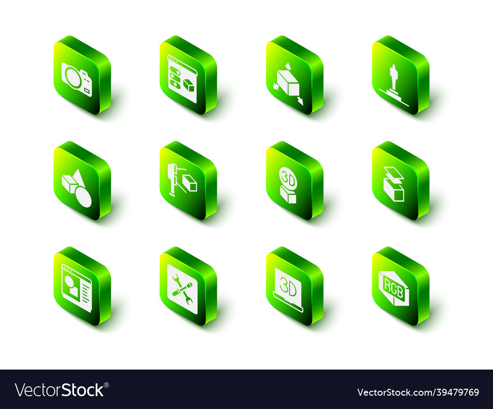 Set 3d printer isometric cube model layers rgb Vector Image Set 3d printer isometric cube model layers rgb