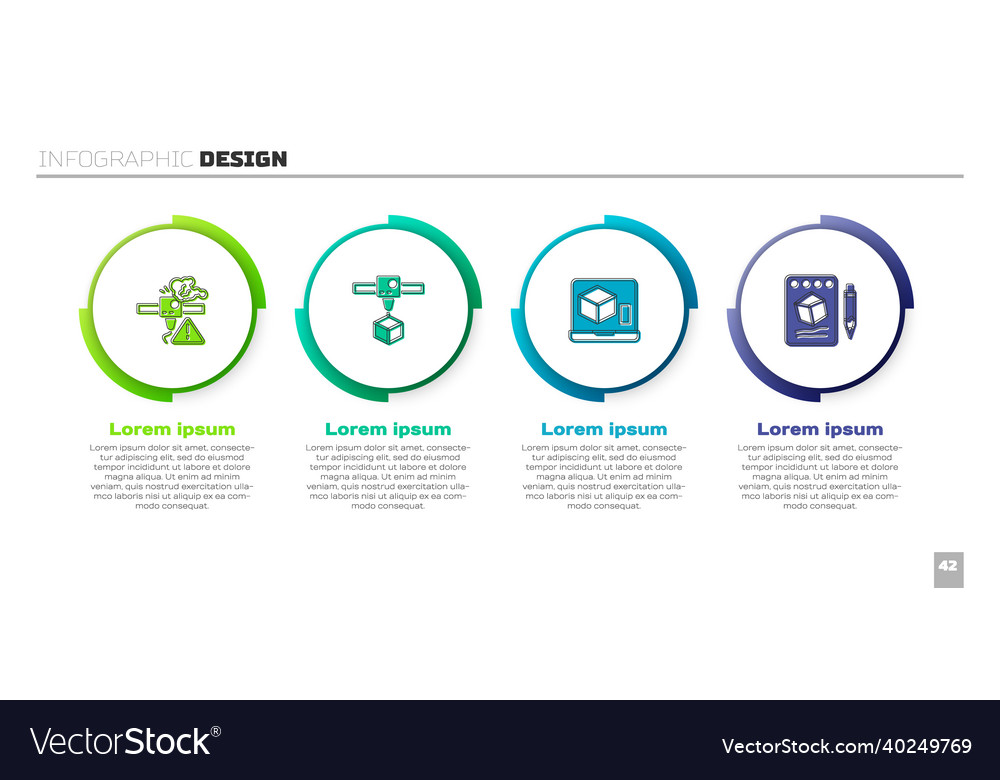 Set 3d printer warning cube and sketch on paper Vector Image Set 3d printer warning cube and sketch on paper