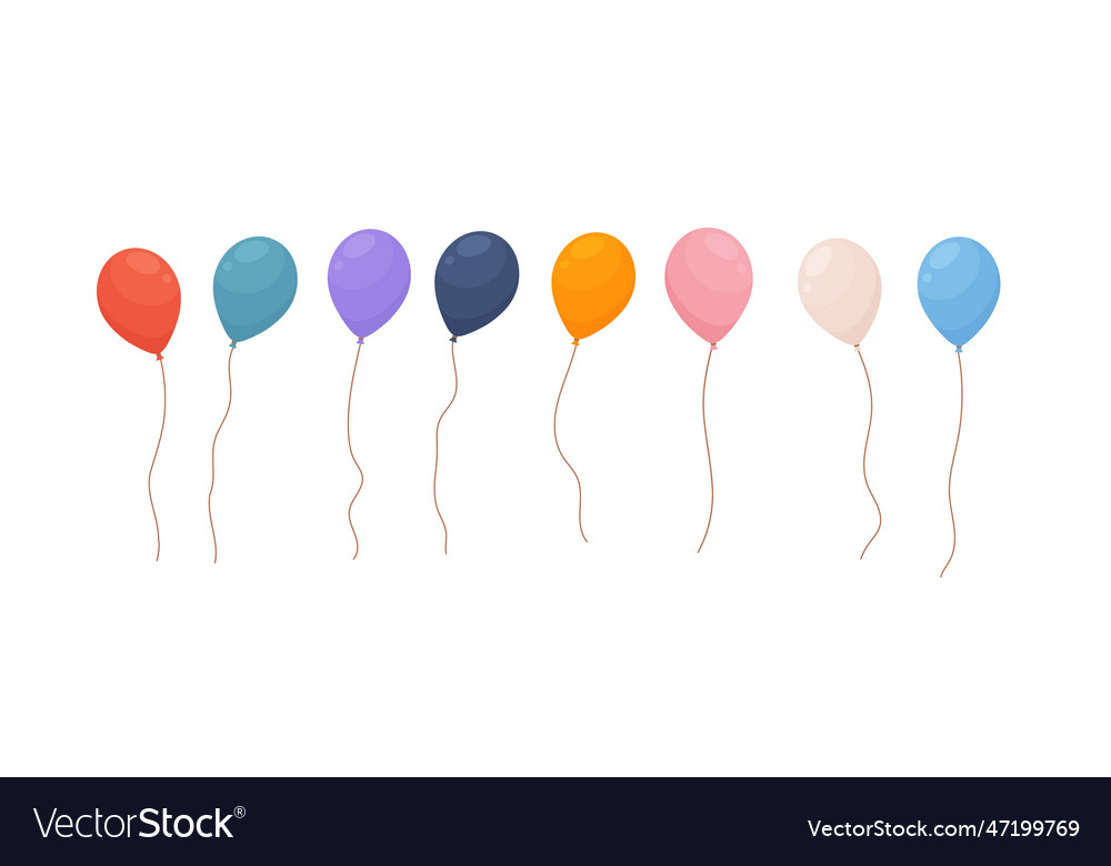 Set of colorful balloons cartoon flat