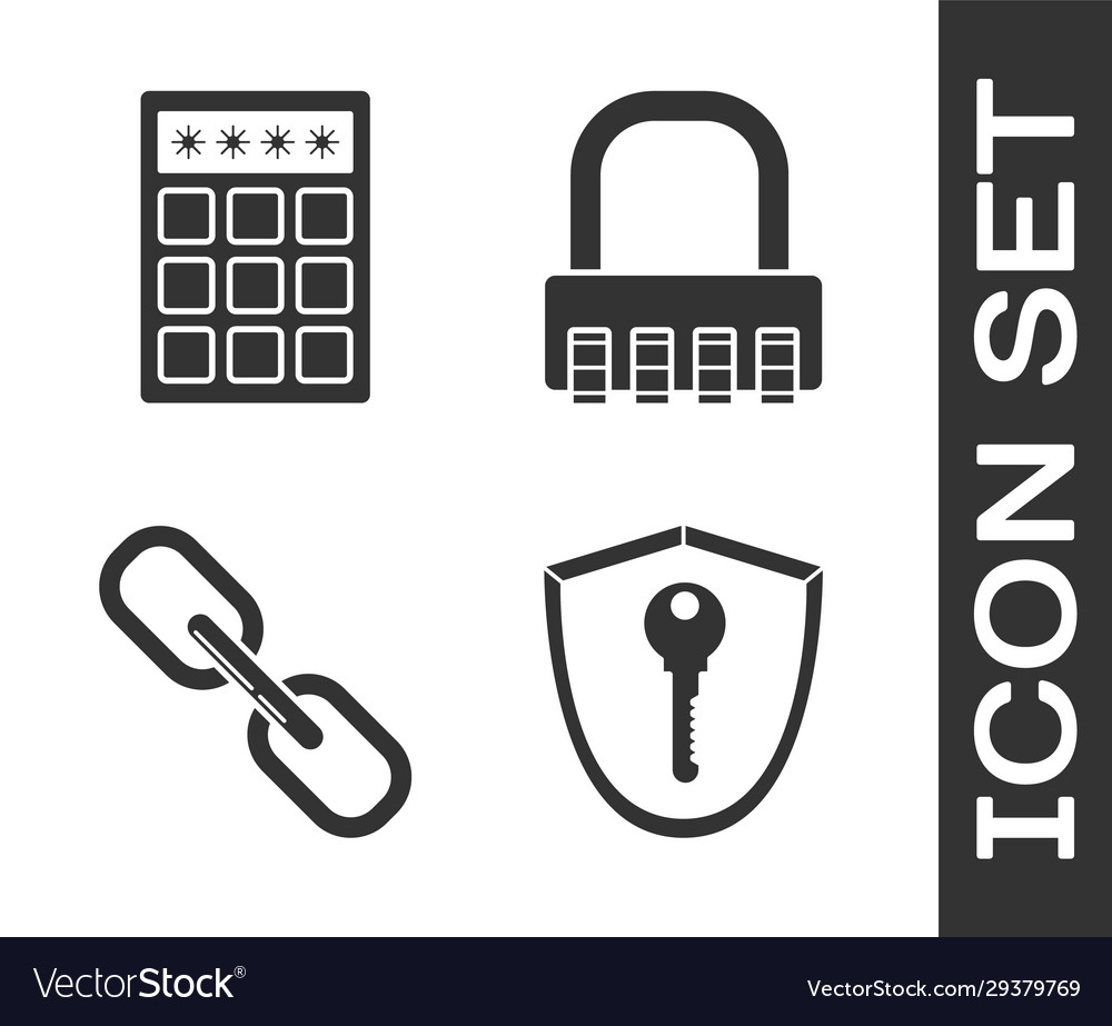 Set shield with key password protection vector image Set shield with key password protection