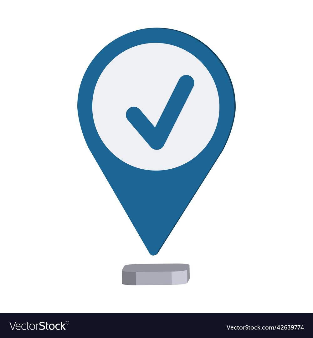 Checkmark geolocation map point location icon vector image Checkmark geolocation map point location icon