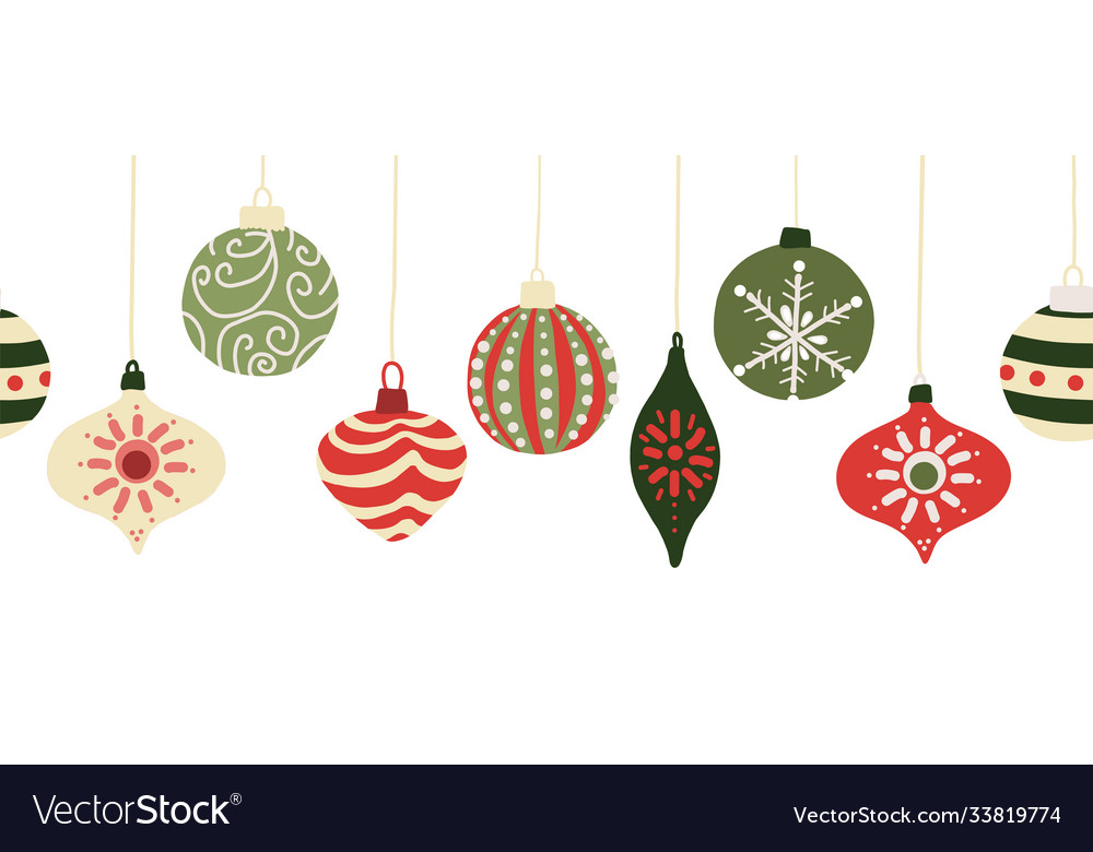 Christmas Baubles Seamless Border Royalty Free Vector Image