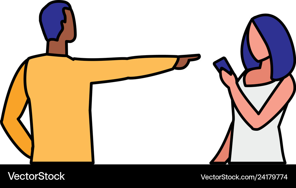 Couple using smartphone characters Royalty Free Vector Image