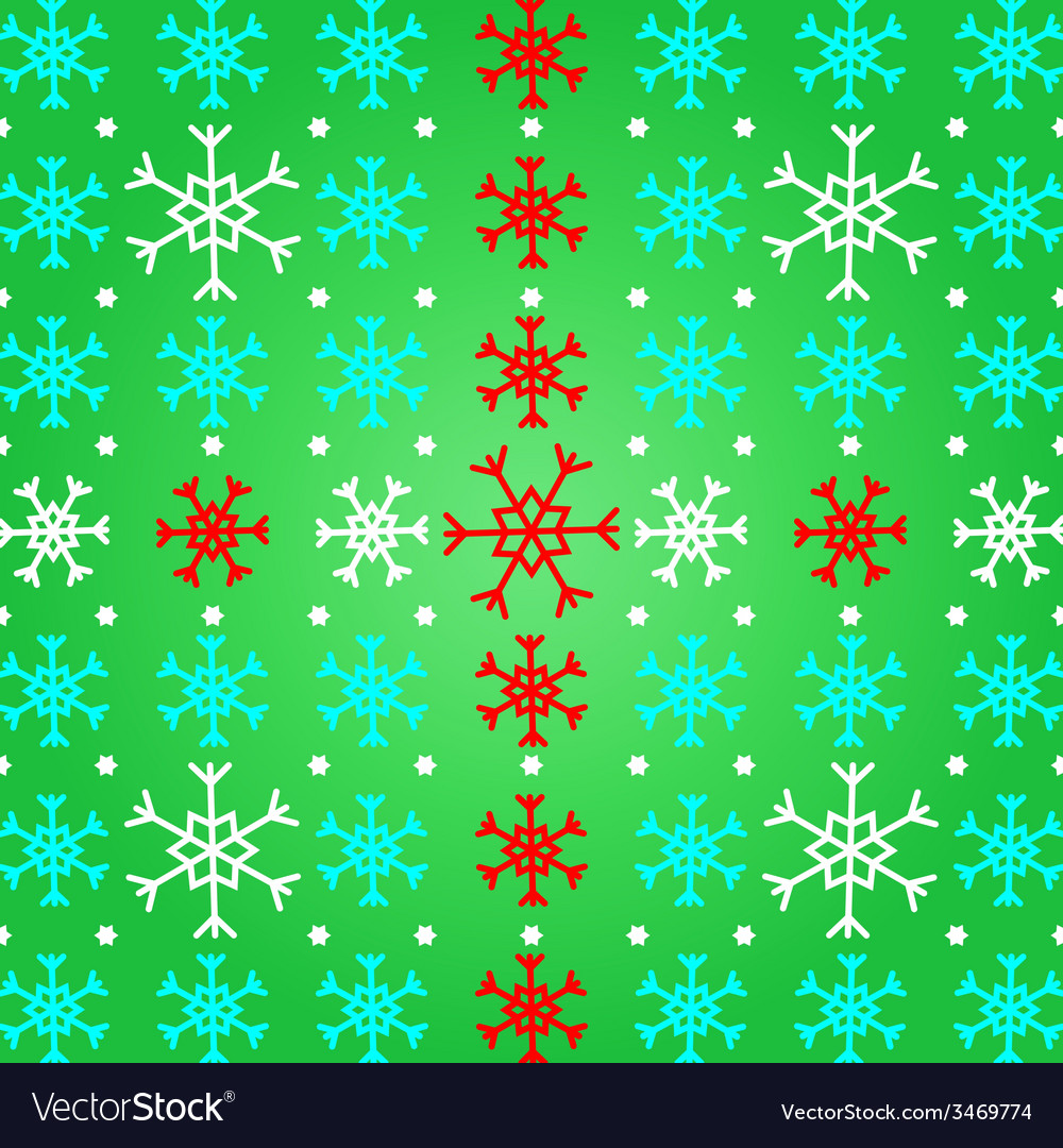 Create snowflake on green pattern background