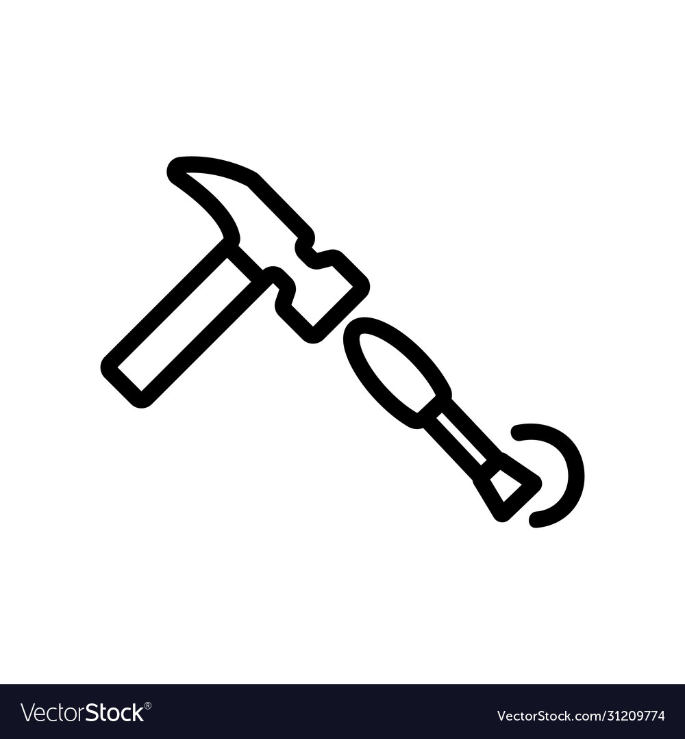 Hammer In Screws Icon Outline Royalty Free Vector Image