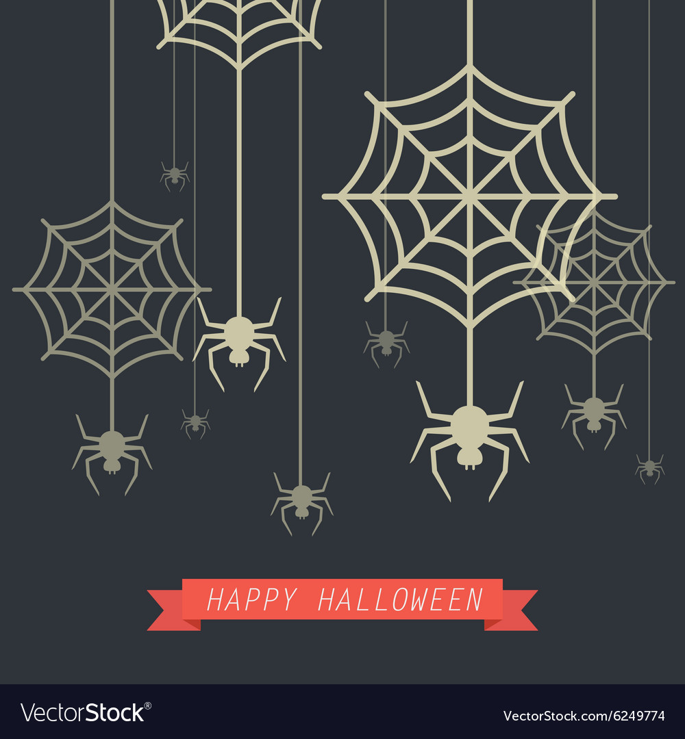 Happy halloween spider with cobweb Royalty Free Vector Image