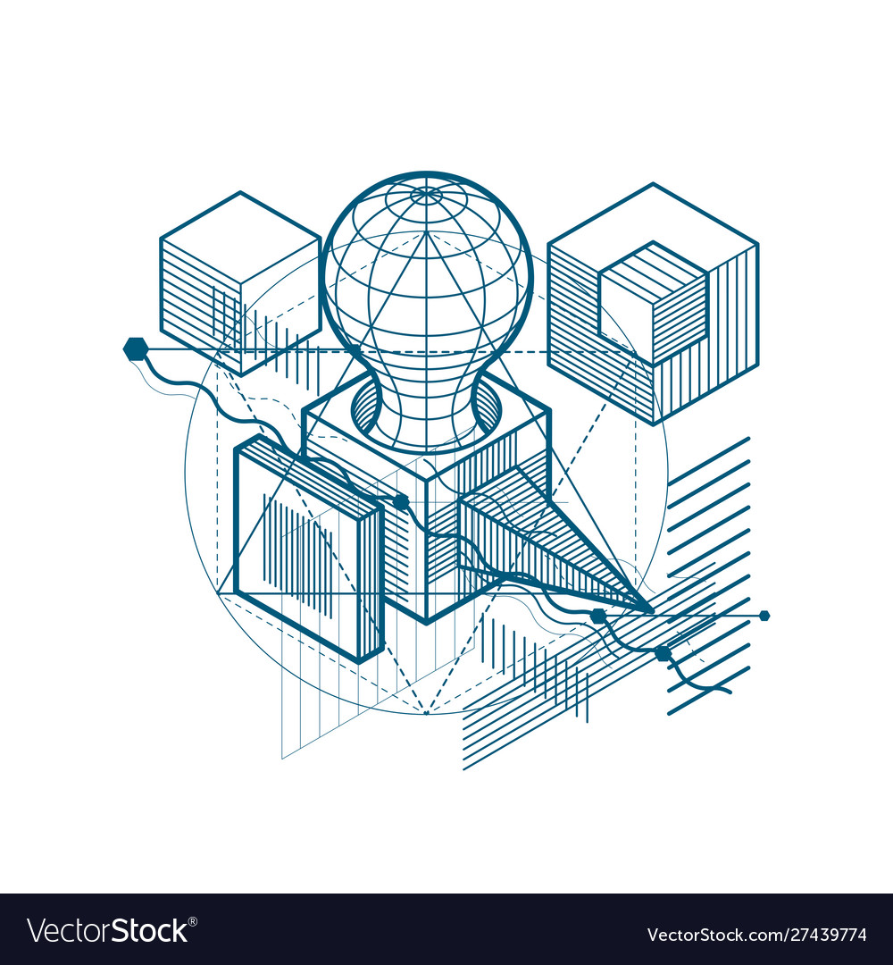 Isometric linear abstract background lined