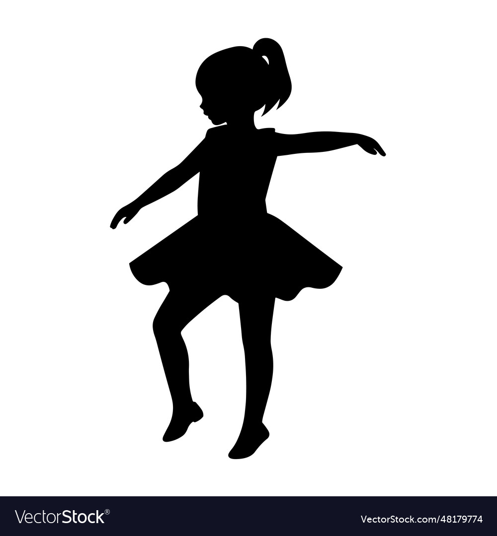 Kid girl dancing silhouette Royalty Free Vector Image