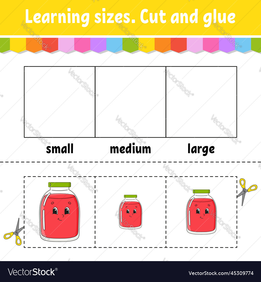 Learning sizes cut and glue easy level color