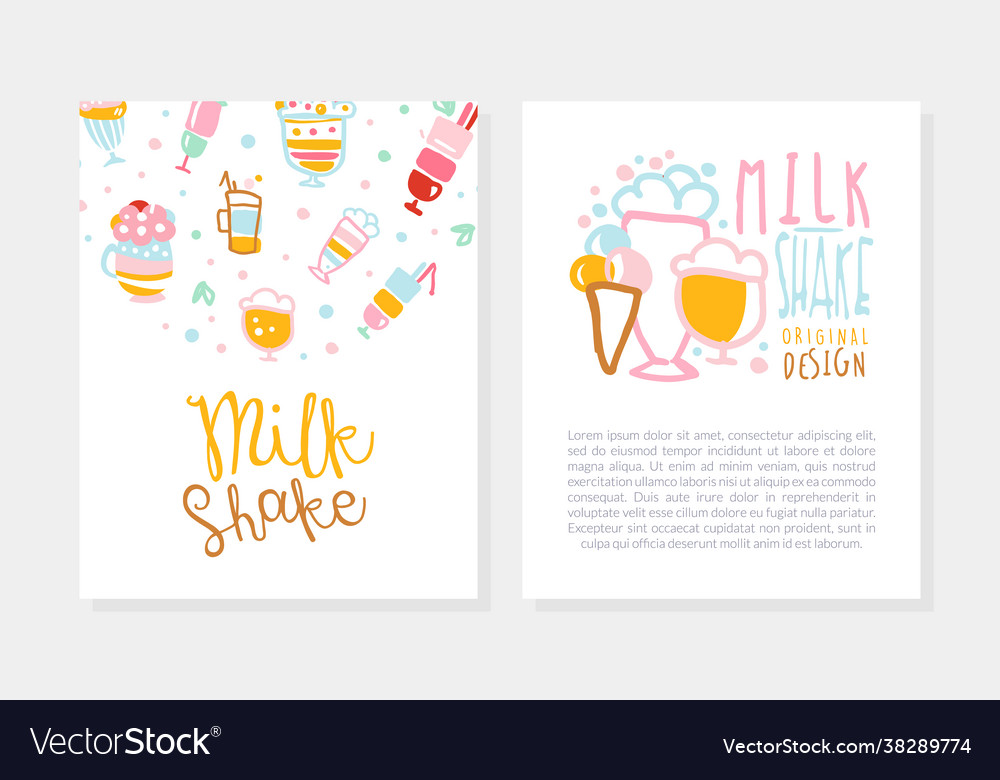 Milkshake card template design with space for text vector image Milkshake card template design with space for text