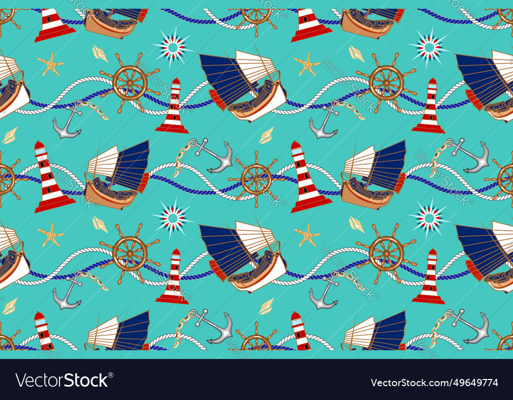 Nautical concept seamless pattern with rope