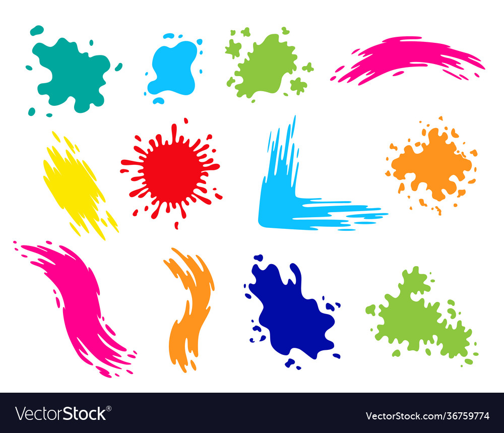 Paint blots splashes set for design use colorful vector image Paint blots splashes set for design use colorful
