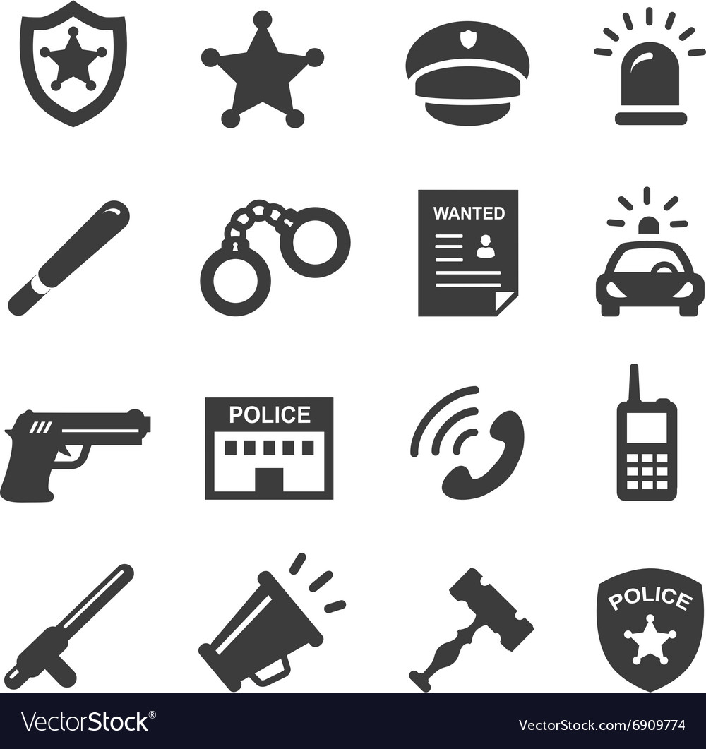 Police icons set Royalty Free Vector Image - VectorStock