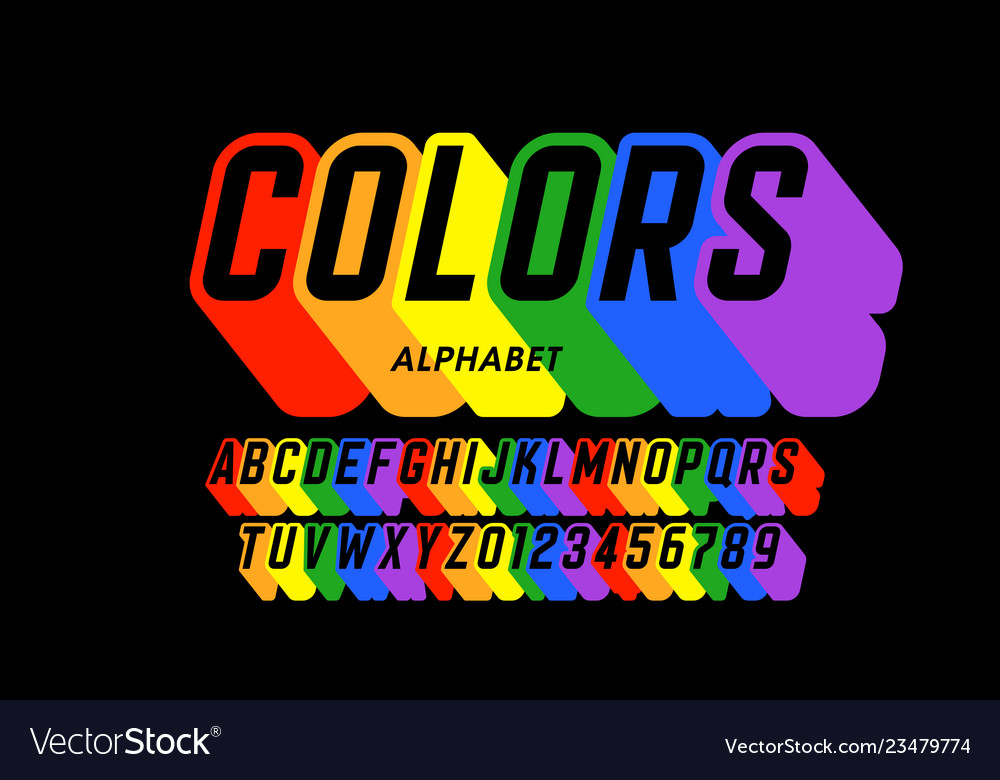 Rainbow flag colors font Royalty Free Vector Image