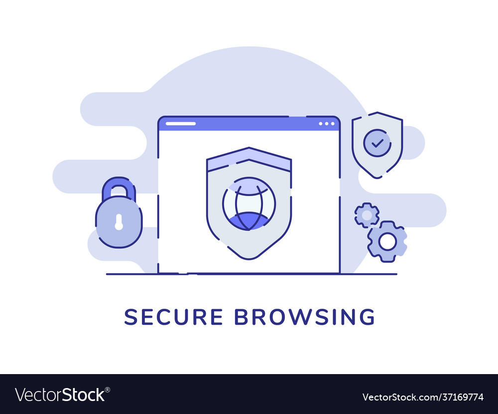 Secure browsing concept internet shield around vector image Secure browsing concept internet shield around