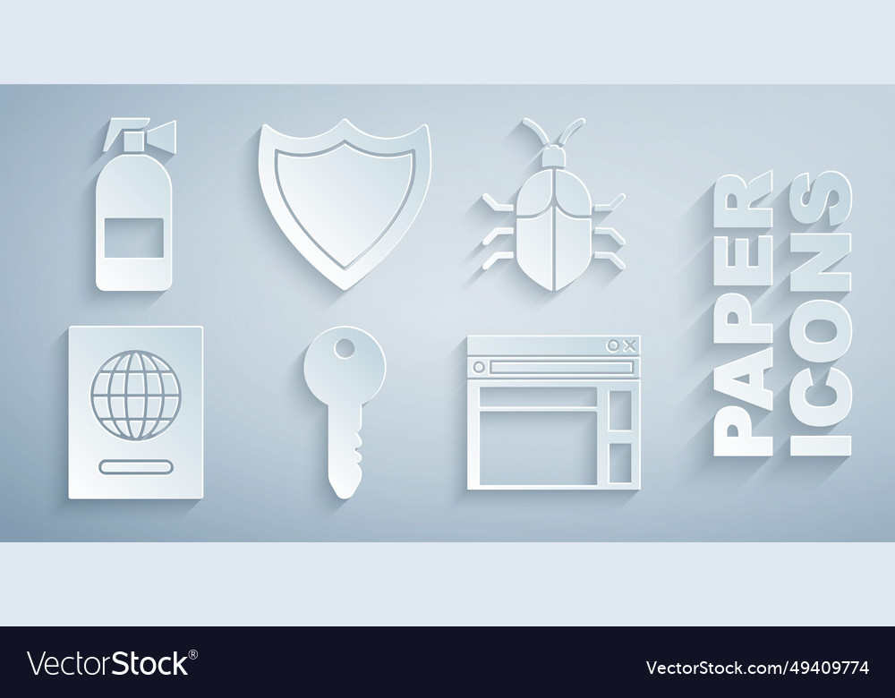 Set key system bug concept passport website vector image Set key system bug concept passport website