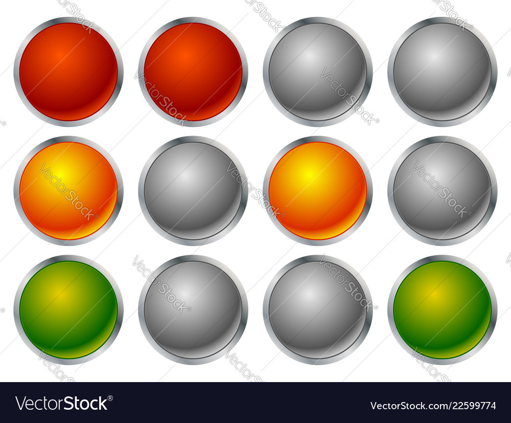 Set of traffic lights lamps in sequence