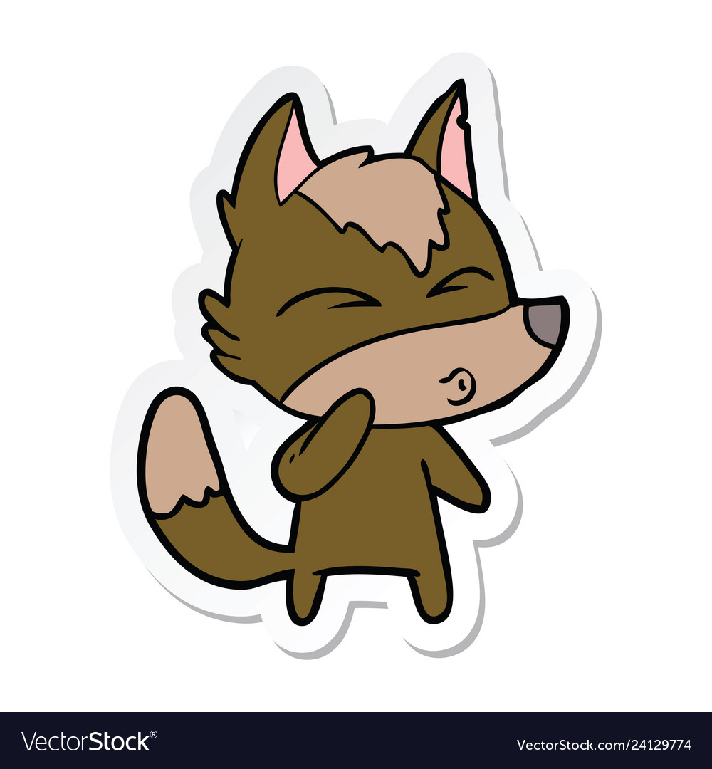Sticker Of A Cartoon Wolf Whistling Royalty Free Vector Sticker Of A Cartoon Wolf Whistling Royalty Free Vector