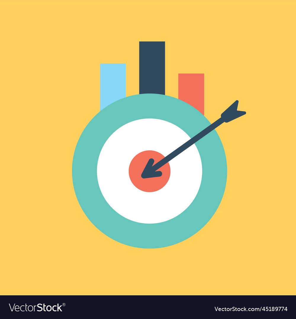Target with graph icon vector image Target with graph icon