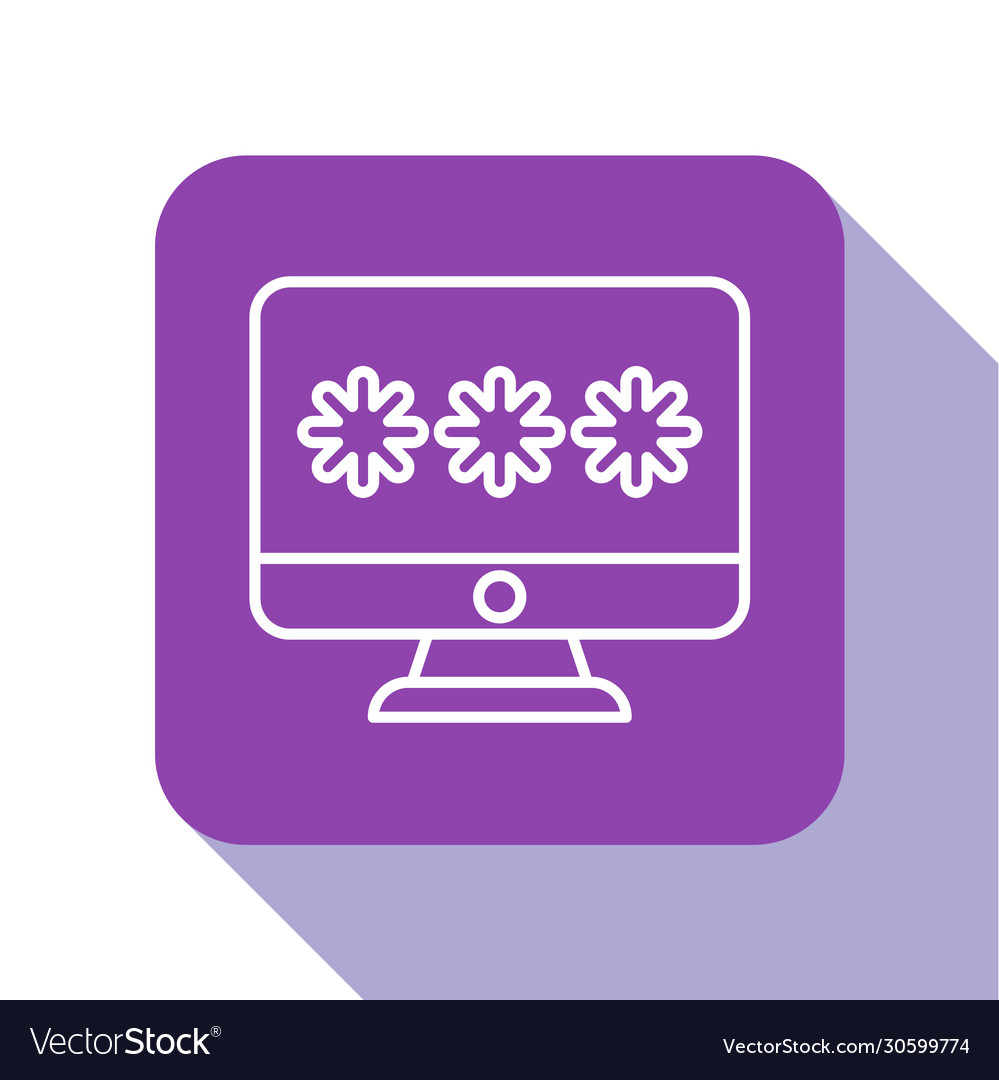 White line monitor with password notification icon vector image White line monitor with password notification icon