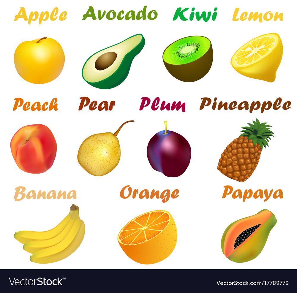 a-set-fruits-with-names-on-white-background-vector-image