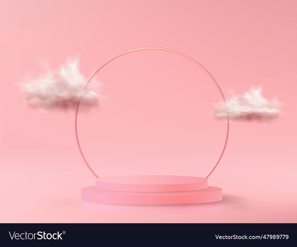 Abstract 3d background with empty podium in pink