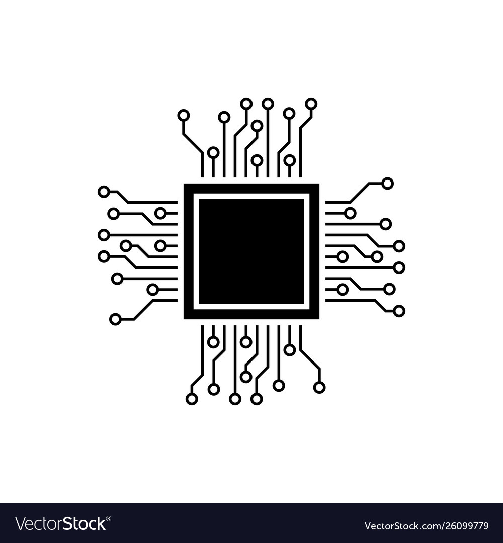 Black processor icon isolated cpu central vector image Black processor icon isolated cpu central