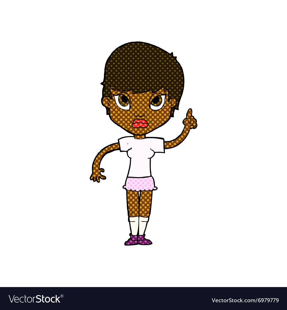 Comic cartoon girl with idea Royalty Free Vector Image