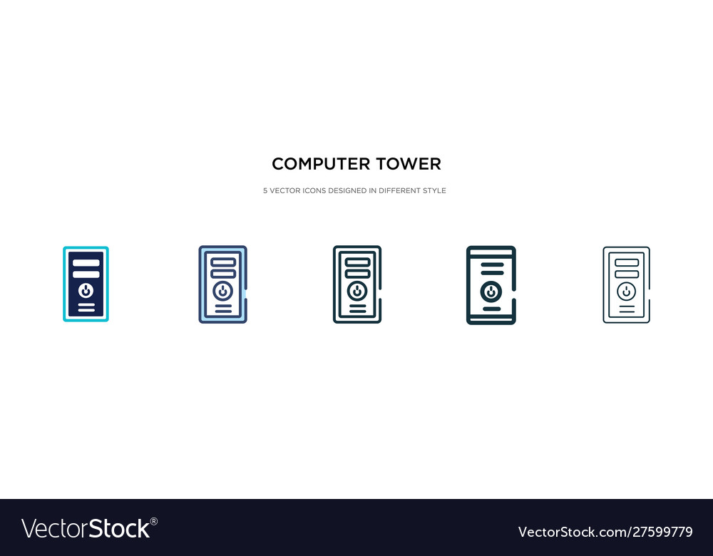Computer tower icon in different style two vector image Computer tower icon in different style two
