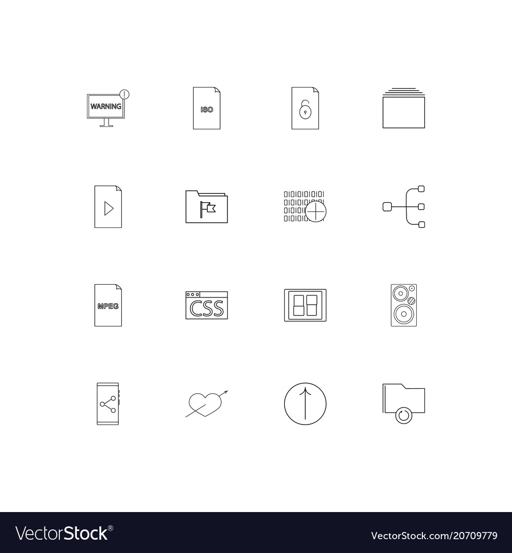 Files and folders sign simple linear icons set