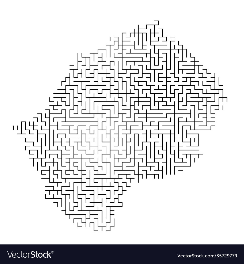 Lesotho map from black pattern maze grid