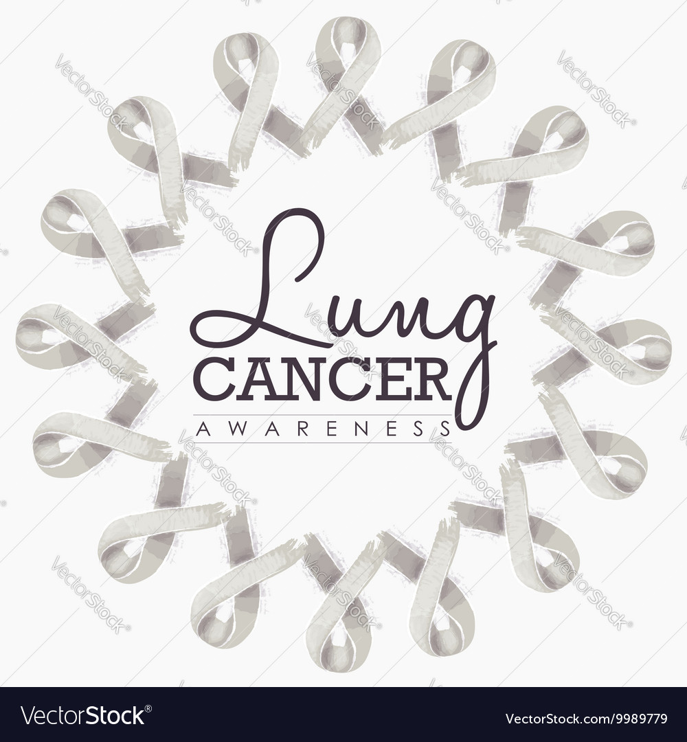 Lung cancer awareness ribbon design with text Vector Image