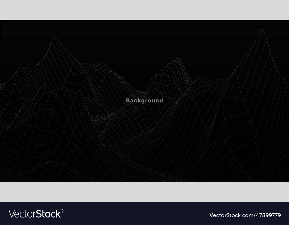 Mountain Valley Surface Contour Black And White Vector Image