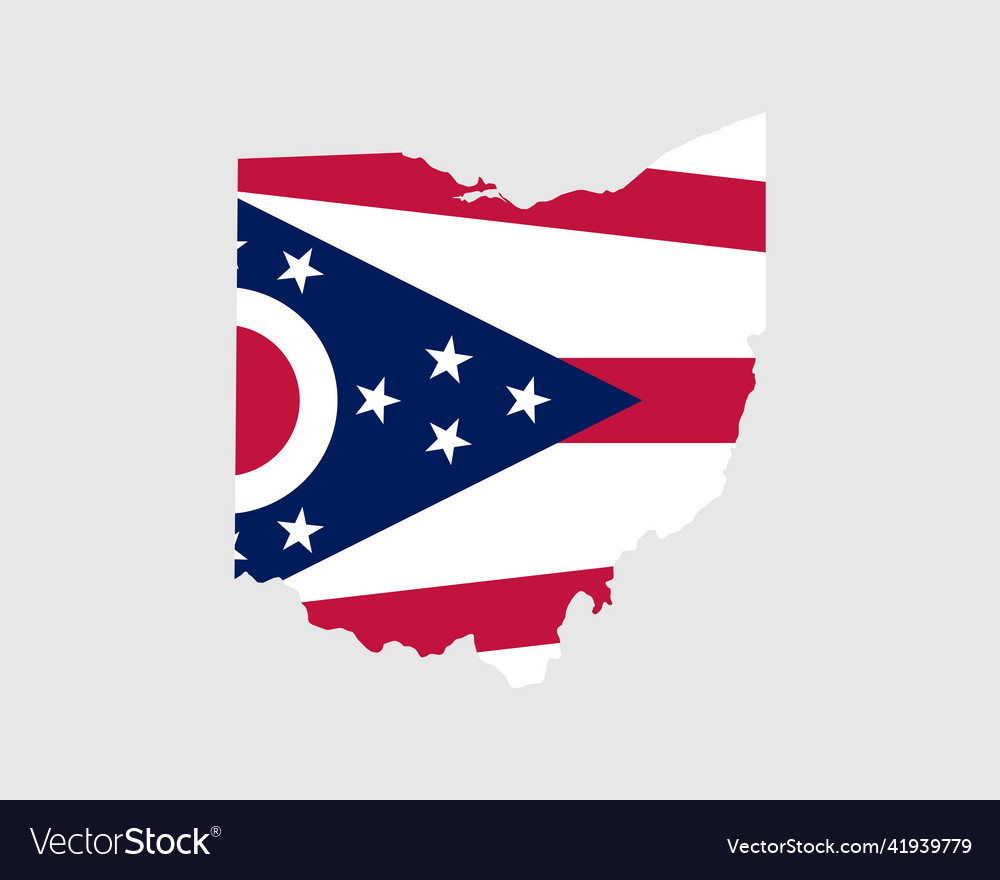 Ohio map flag map of oh usa us map with banner Vector Image