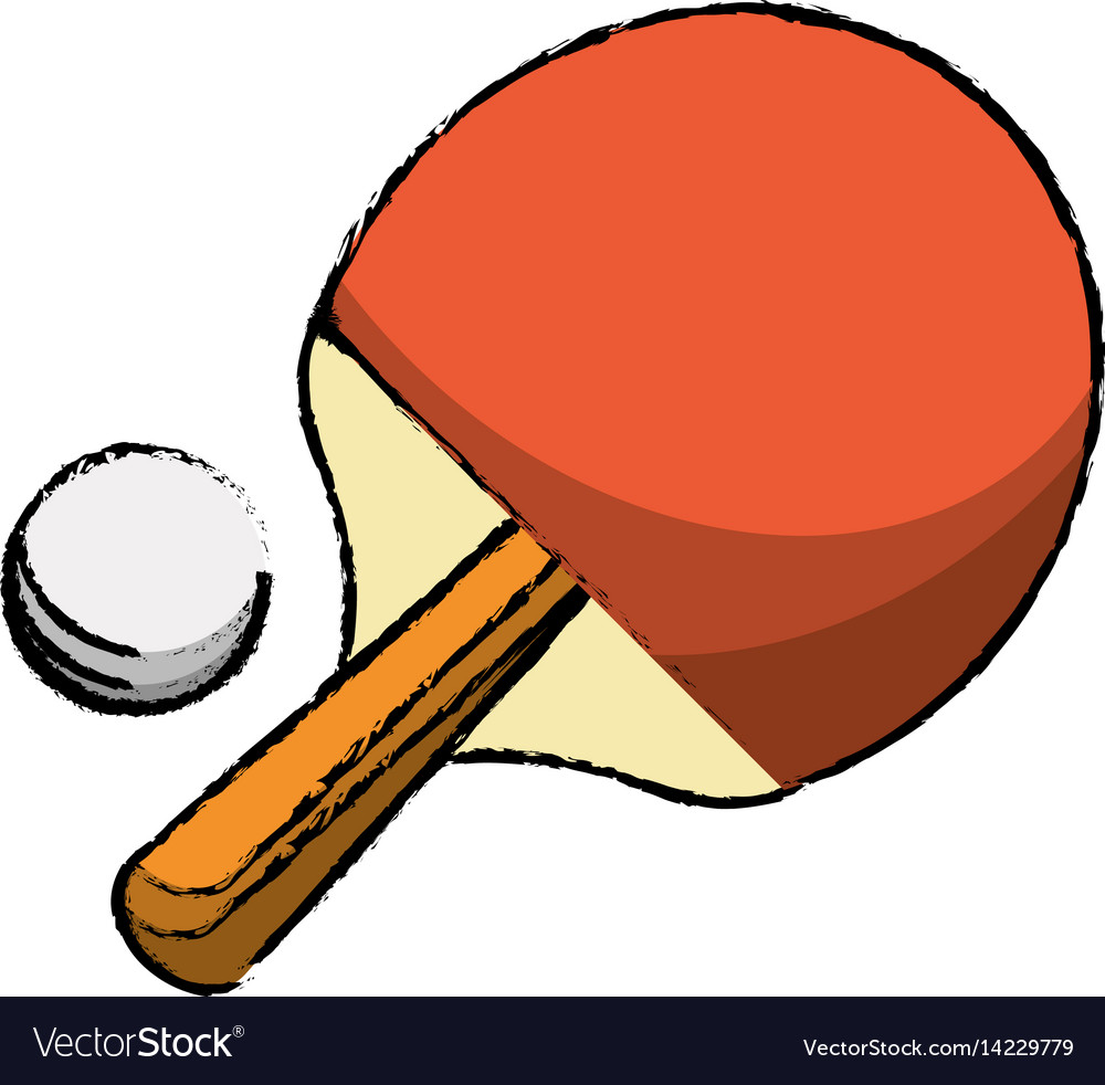 Ping pong racket and ball image