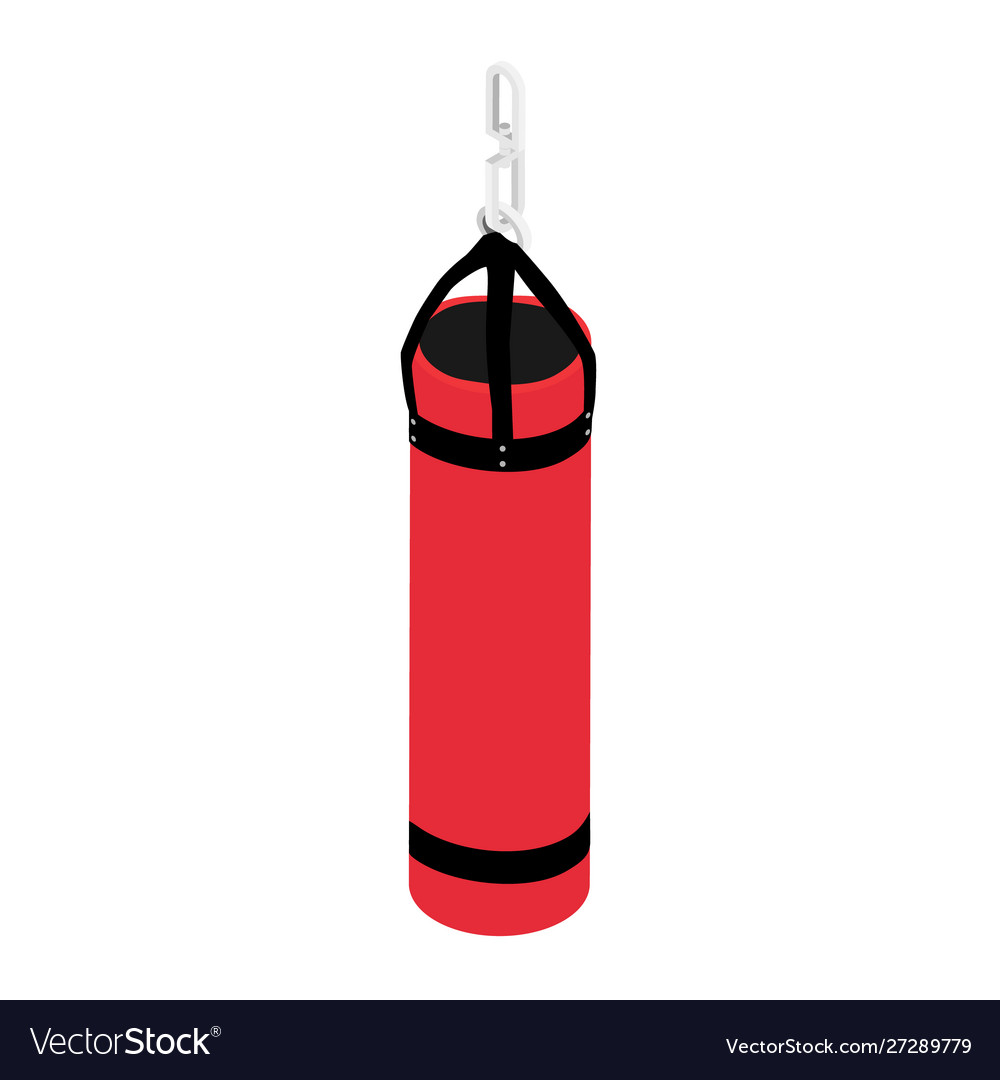 Red boxing bag isometric view punching