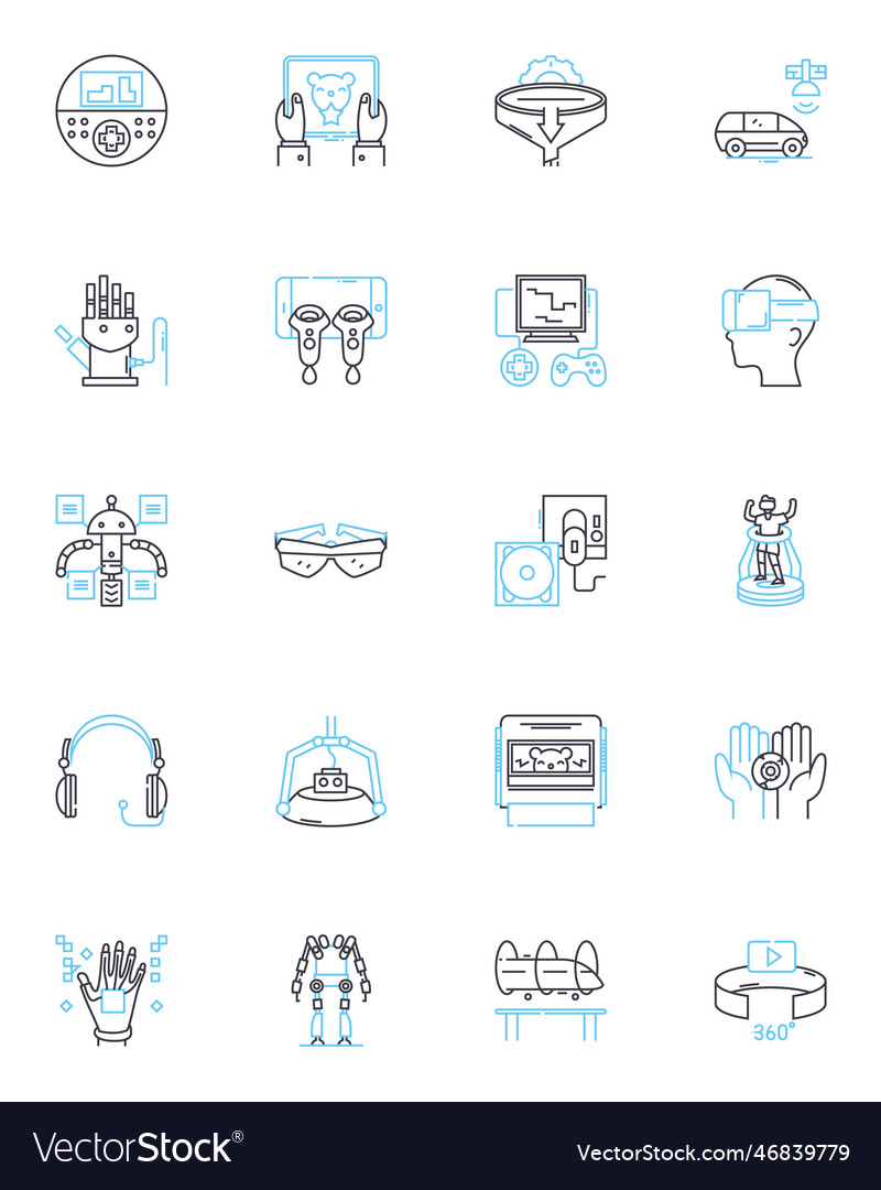 Robotics technology linear icons set automation vector image Robotics technology linear icons set automation