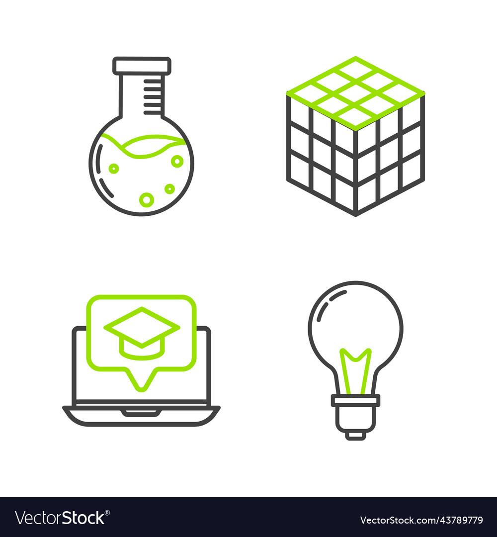 Set line light bulb with concept of idea
