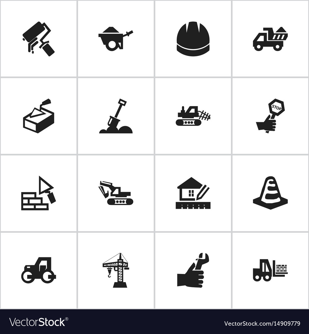 Set of 16 editable structure icons includes