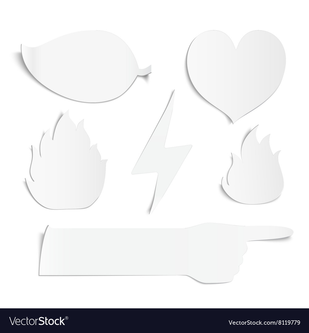 Set of white paper stickers