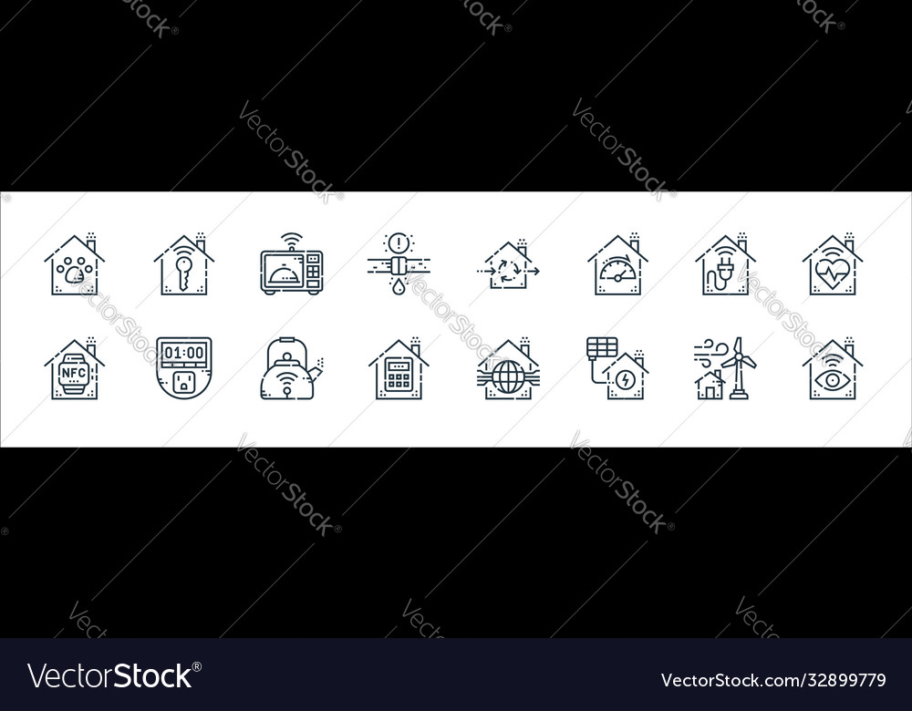 Smarthome line icons linear set quality vector image Smarthome line icons linear set quality