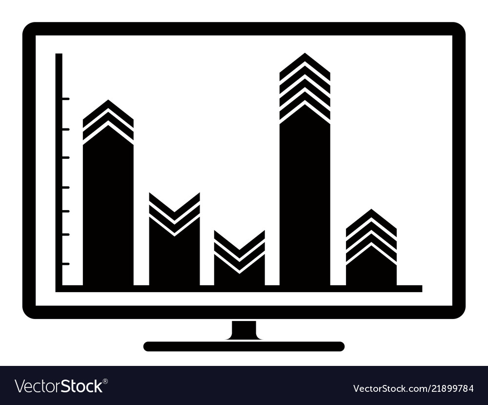 Business graph on a computer screen vector image Business graph on a computer screen