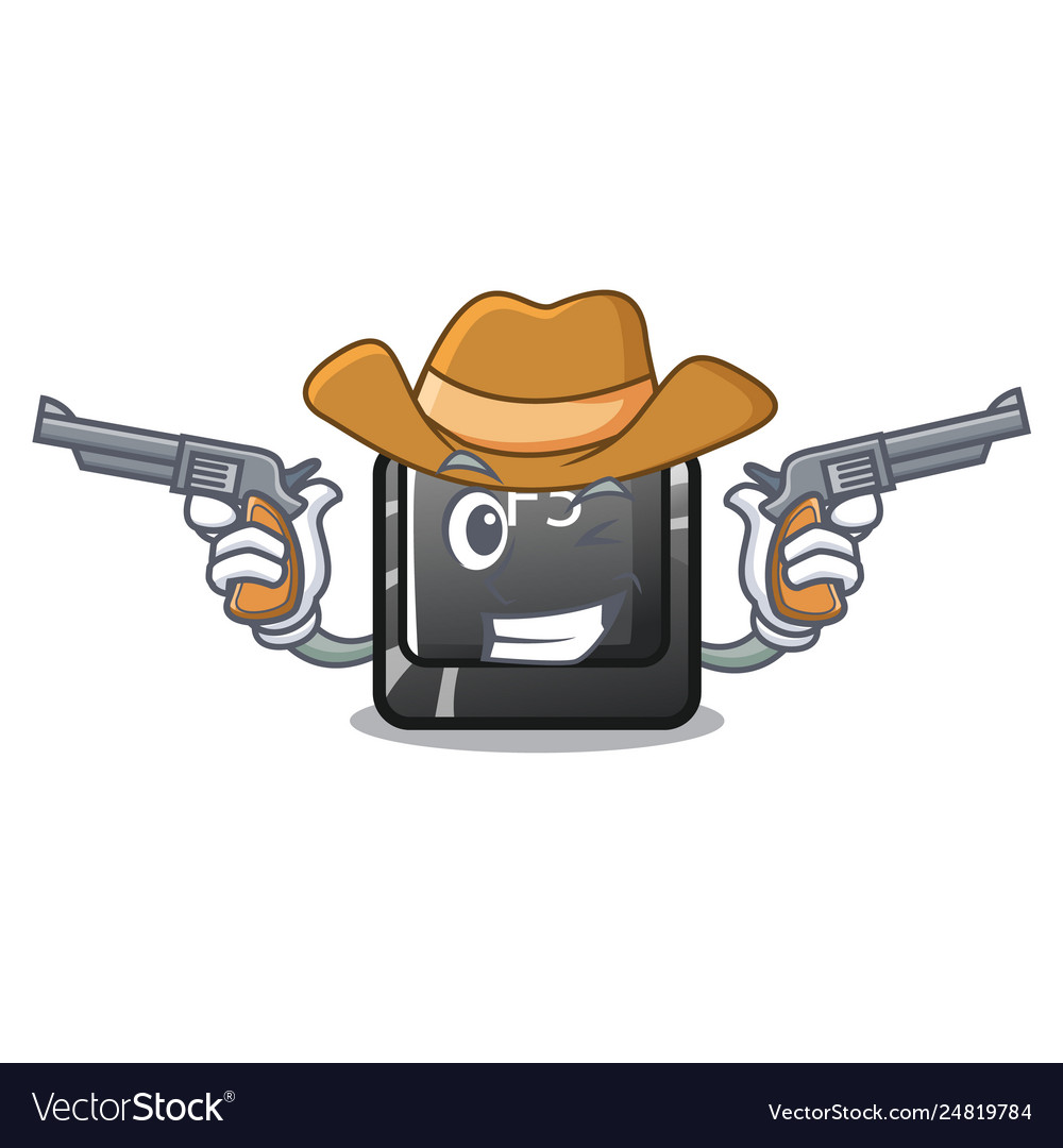 Cowboy button f5 isolated with character