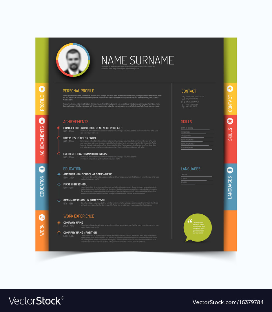 Cv resume template Royalty Free Vector Image - VectorStock