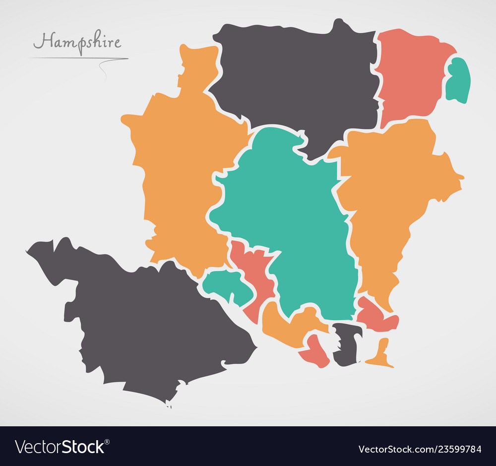 Hampshire england Karte mit Staaten und modern