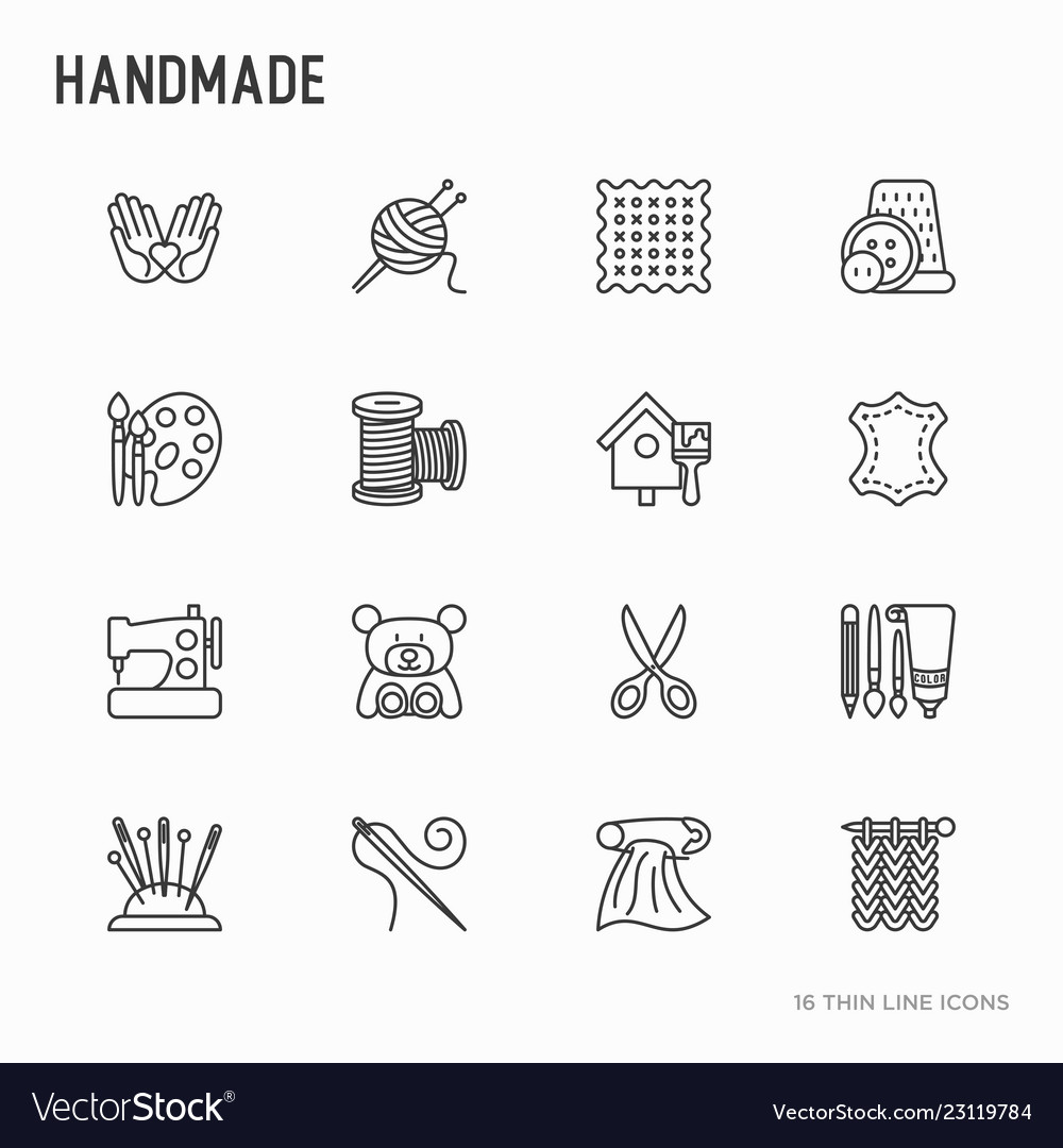 Handmade Thin Line Icons Set Royalty Free Vector Image 